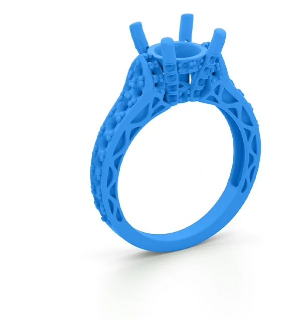 Blaues Modell des entworfenen Rings